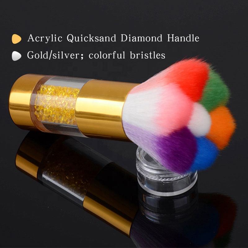 Ferramentas de maquiagem por atacado Rainbow Soft Powder Nail Cleaning Brush Tool