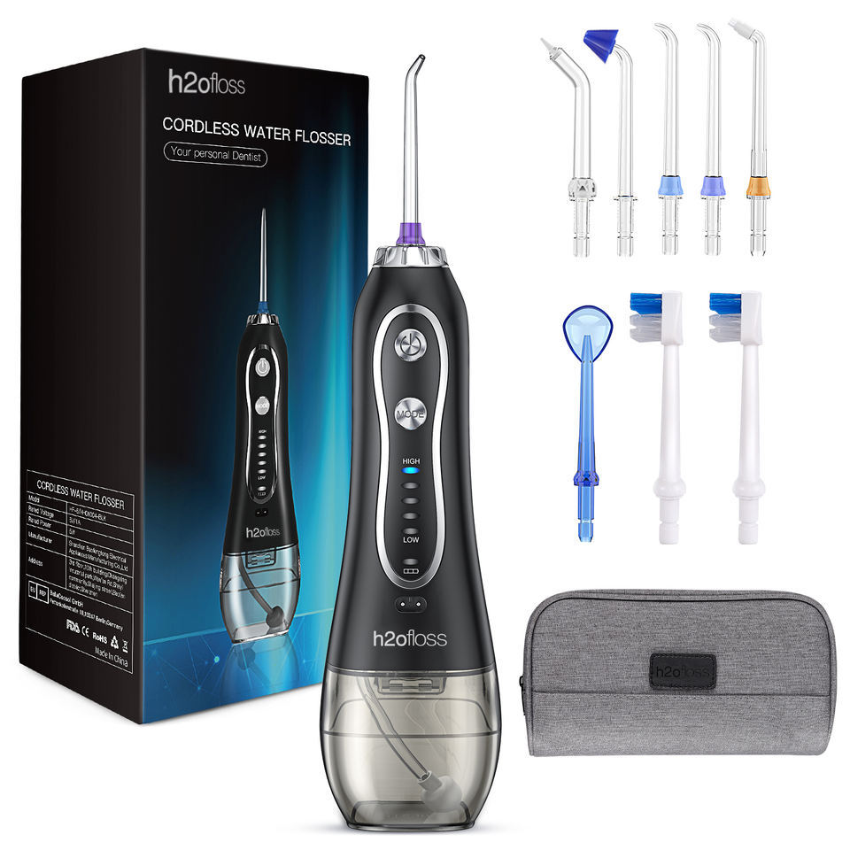 Limpador de dentes doméstico com 5 modos, recarregável, à prova d'água, 300ml, água Flosser