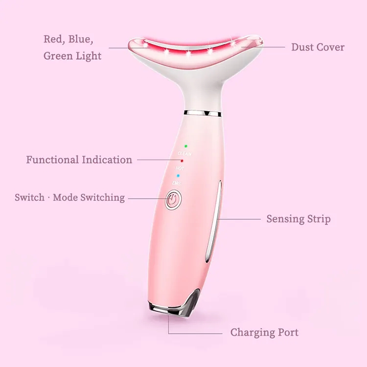 Dispositivo massageador de beleza removedor de rugas no pescoço com lifting facial LED