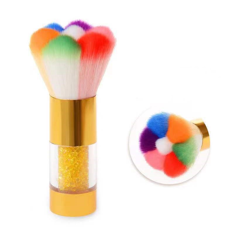 Ferramentas de maquiagem por atacado Rainbow Soft Powder Nail Cleaning Brush Tool