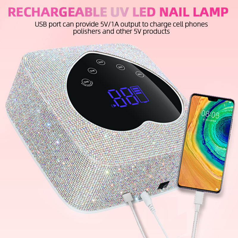 72W recarregável sem fio UV LED lâmpada de luz para secador de unhas em gel