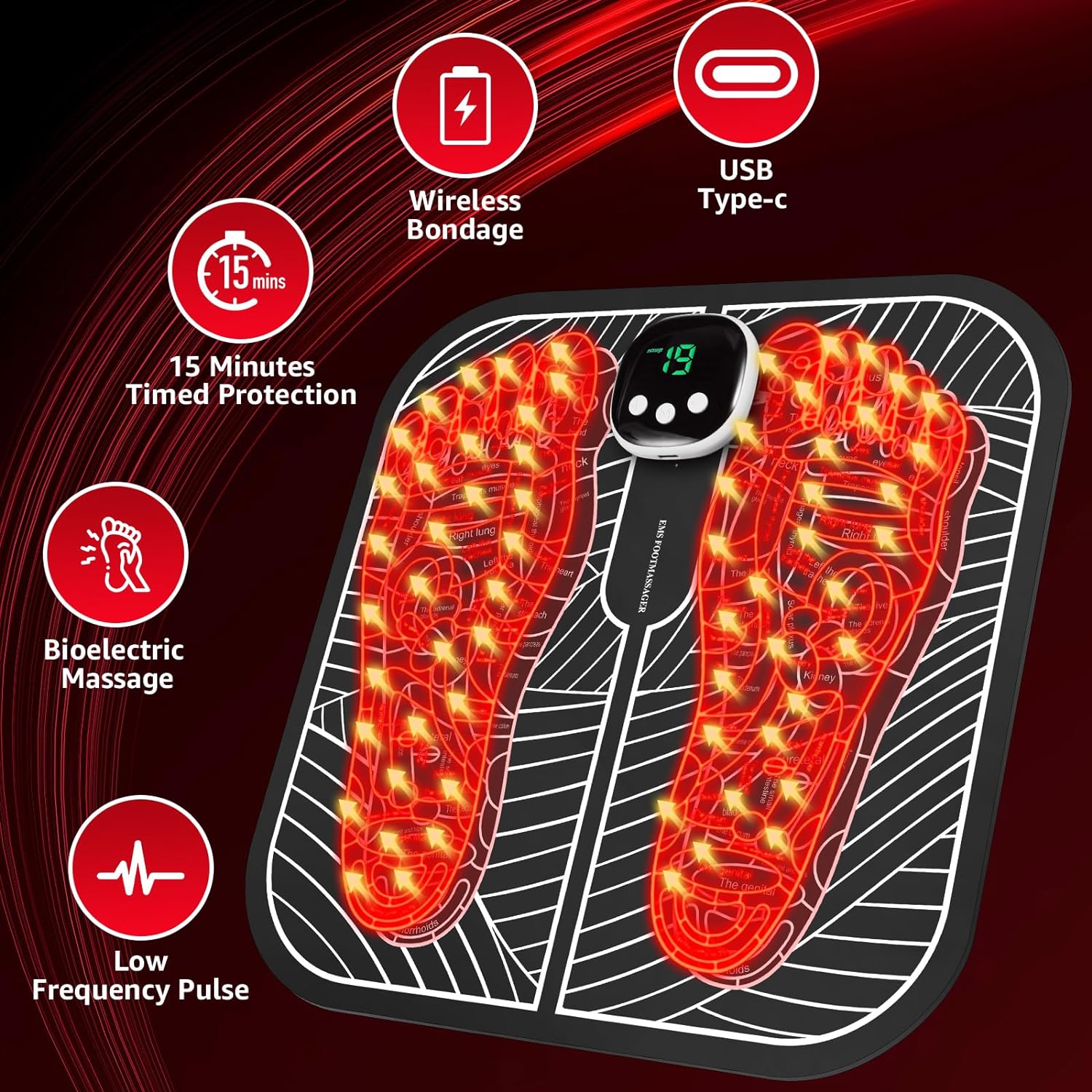 Tapete massageador de pés elétrico de carregamento USB por atacado EMS Pulse