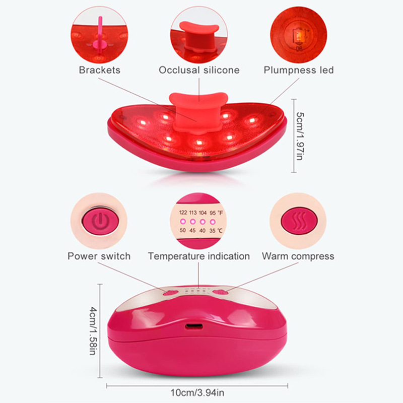 Dispositivo portátil de aumento de vácuo para terapia labial com luz vermelha LED