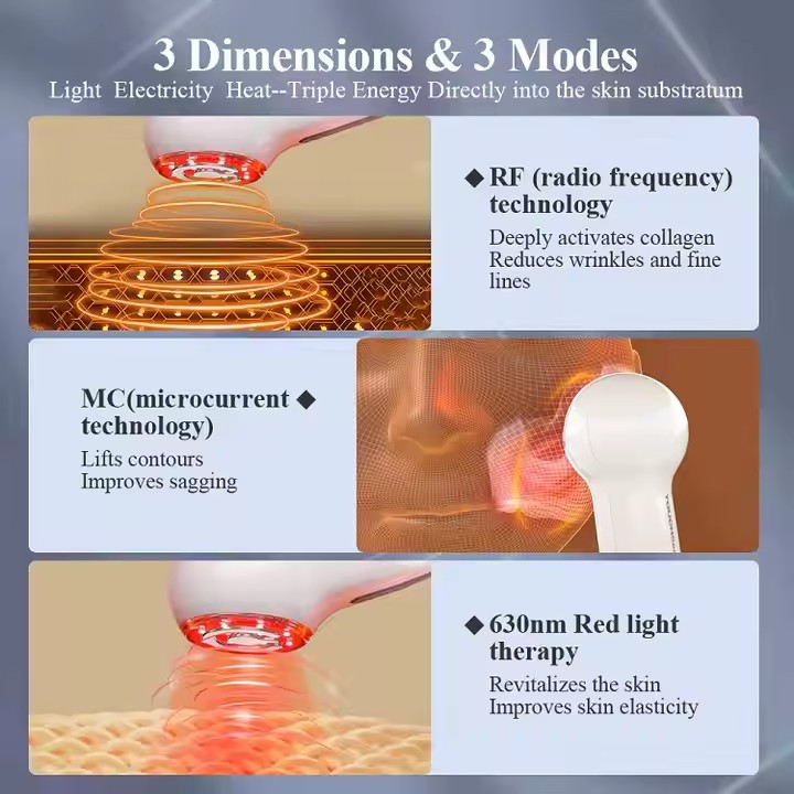 Dispositivo facial da beleza da terapia clara vermelha do diodo emissor de luz da microcorrente do RF 