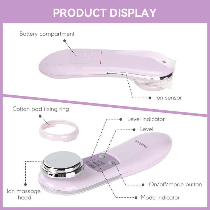 Dispositivo portátil da beleza da limpeza facial do íon dos cuidados com a pele