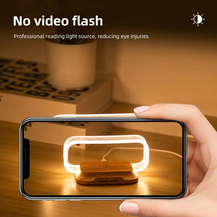 Carregador sem fio 2 em 1 de 15 W com abajur dobrável com controle de toque 