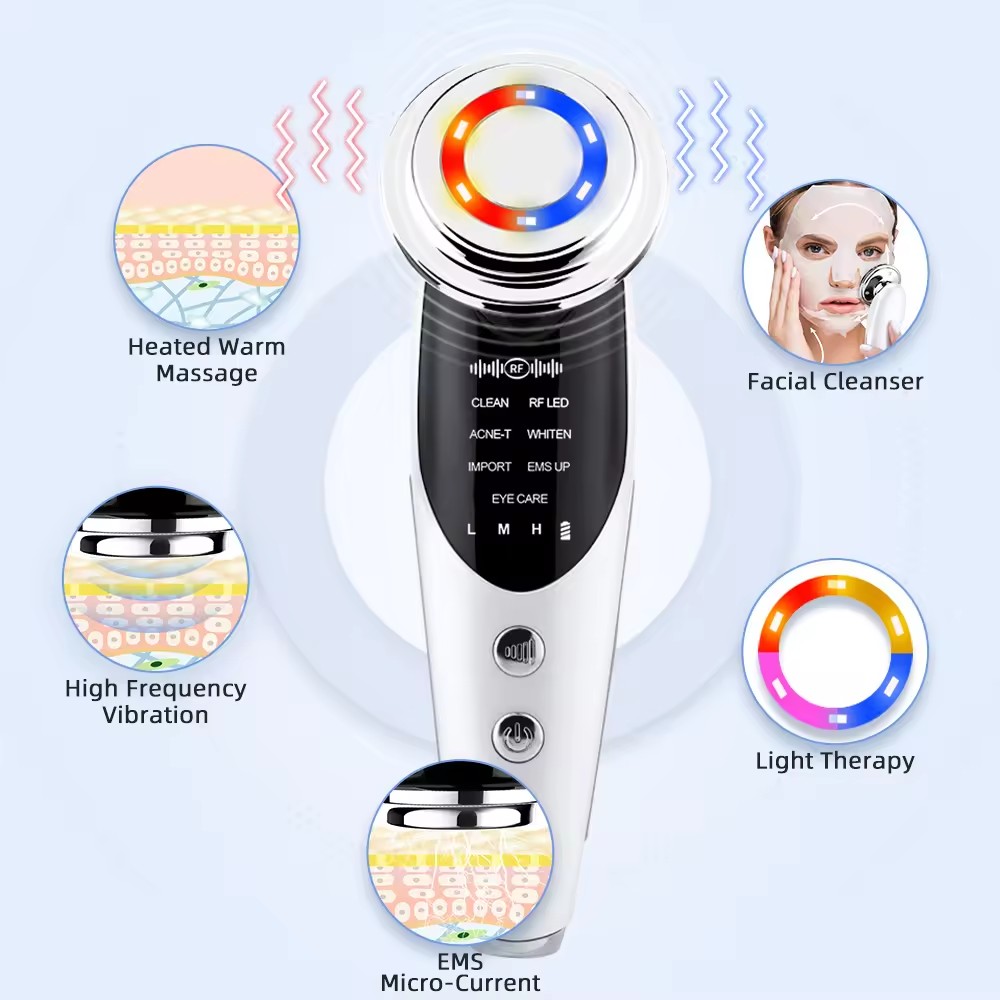 7 em 1 EMS Anti Rugas Dispositivo de Beleza para Levantamento Facial Massageador Facial