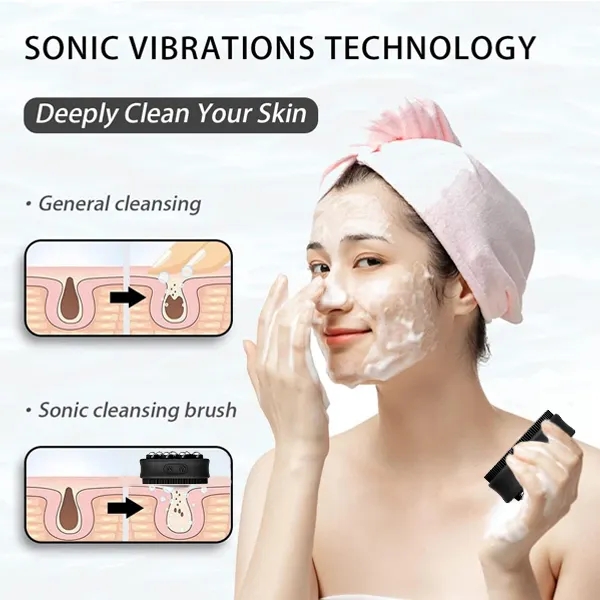 Escova de limpeza facial à prova d'água em EMS de silicone multifuncional