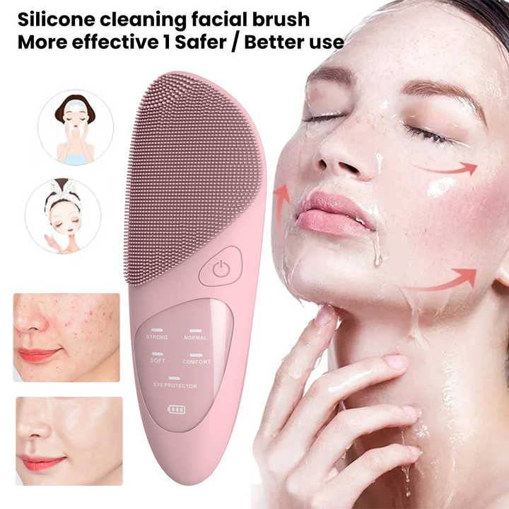 Escova de limpeza facial elétrica recarregável de silicone sônico à prova d'água melhor 