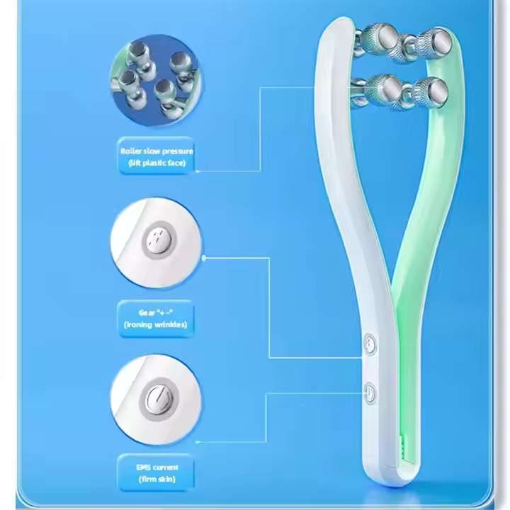 Dispositivo para cuidados com a pele em casa 3D EMS massageador facial de rolo
