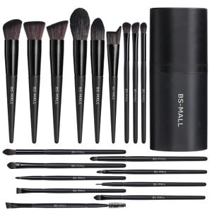 Conjunto de pincéis de maquiagem champanhe 18pcs com balde de armazenamento preto adequado para tratamento facial