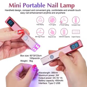 Mini lâmpada LED de esmalte UV sem fio portátil para unhas