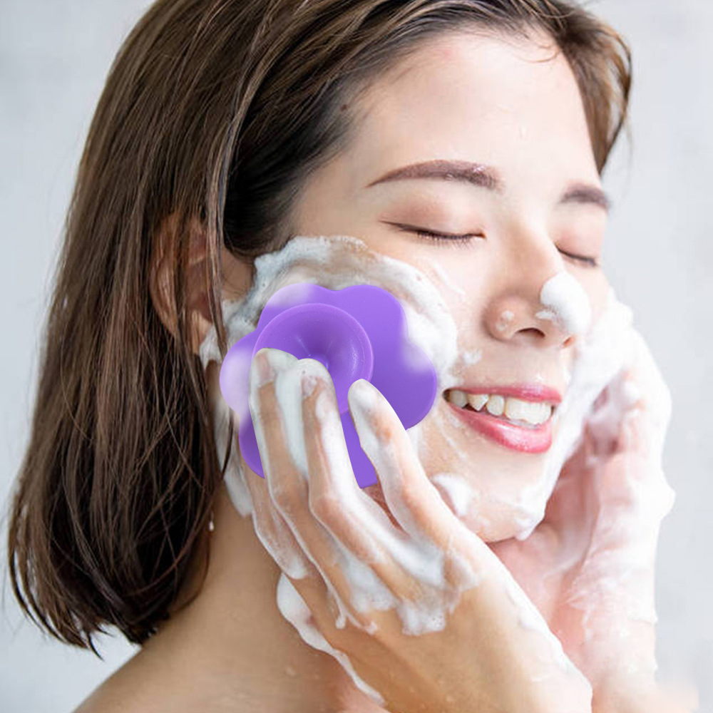 Copo de sucção de flores Scrubbies de silicone macio pincel de lavagem de rosto