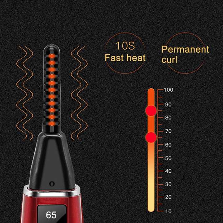 Mini modelador de cílios aquecido elétrico recarregável com tela LCD