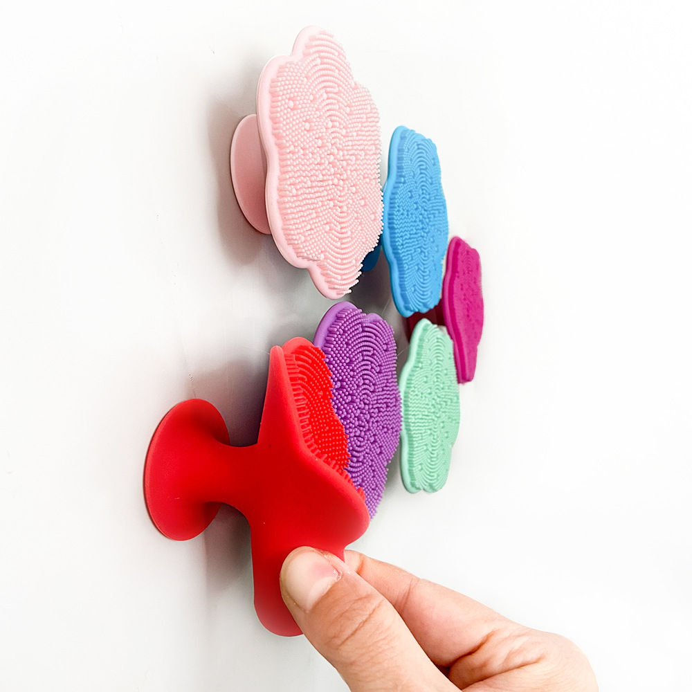 Copo de sucção de flores Scrubbies de silicone macio pincel de lavagem de rosto